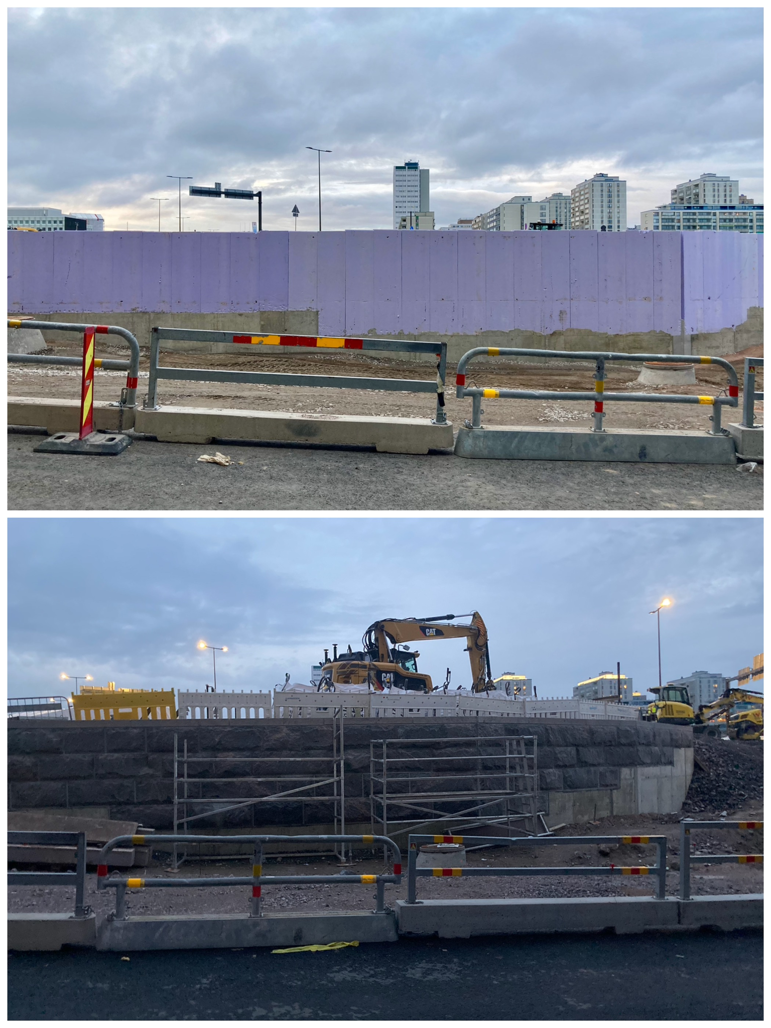 A photographic diptych from an urban street worksite.