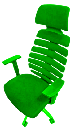 Acid-green tinted office chair.