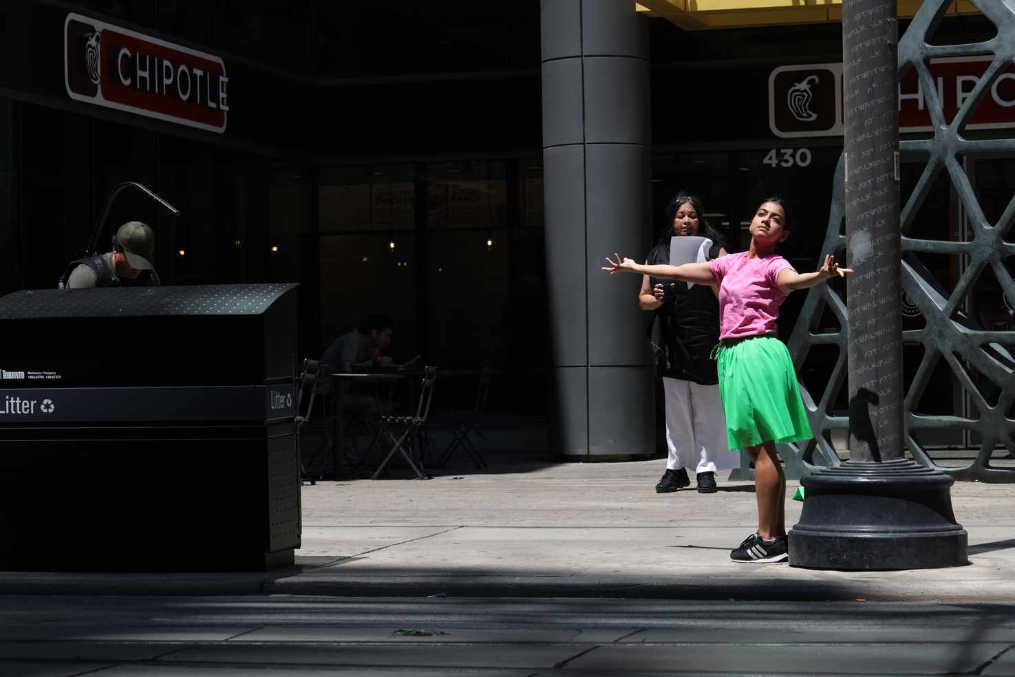 Uncommodified Pauses - Spoken Word Performance by Rajvi Dedhia at the intersection of King Street West and Charlotte Street in response to Score 3
Score 3 created by Mushtari Afroz
Response by Rajvi Dedhia