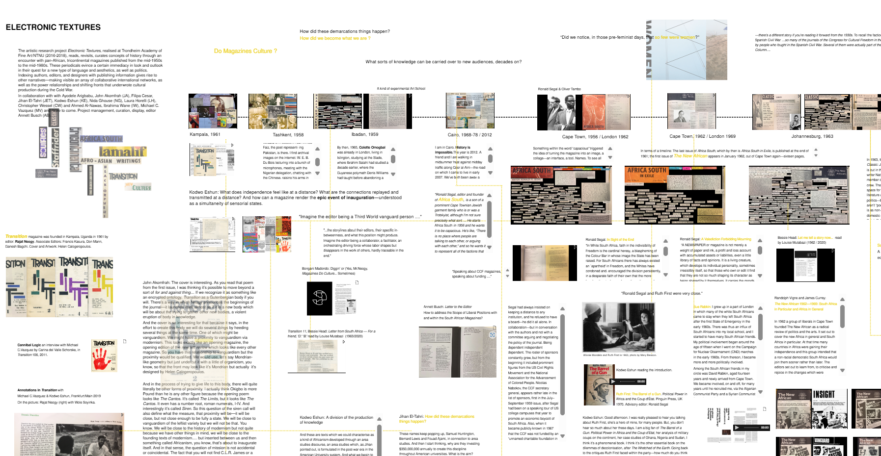 Screen shot of the Electronic Textures Research Catalogue exposition.
