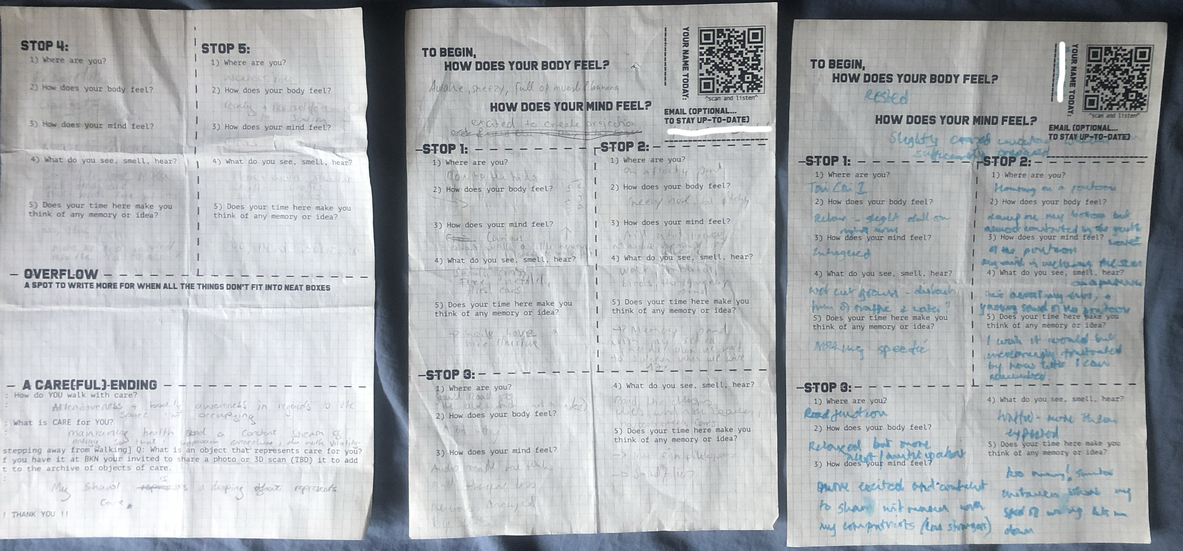 Handouts with hand written, hard to read, text as answers.