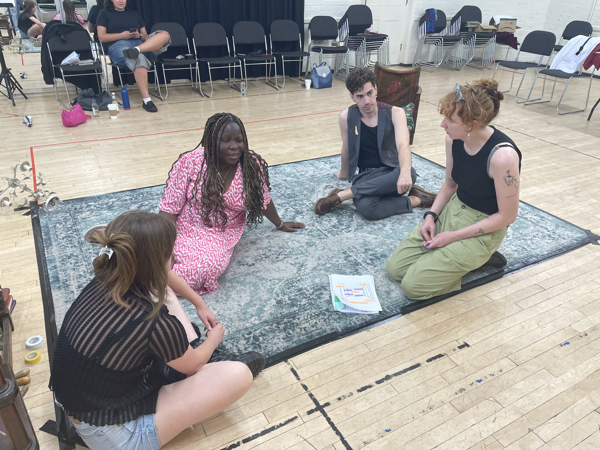 Taryn, Victoria and Filipe in discussion with director Edie Bailey