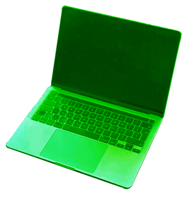 Thumbnail of a green open laptop, linking to the website of Kunsthalle Wien.
