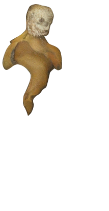 A baby figure with a skeleton head, in the style of an oil painting