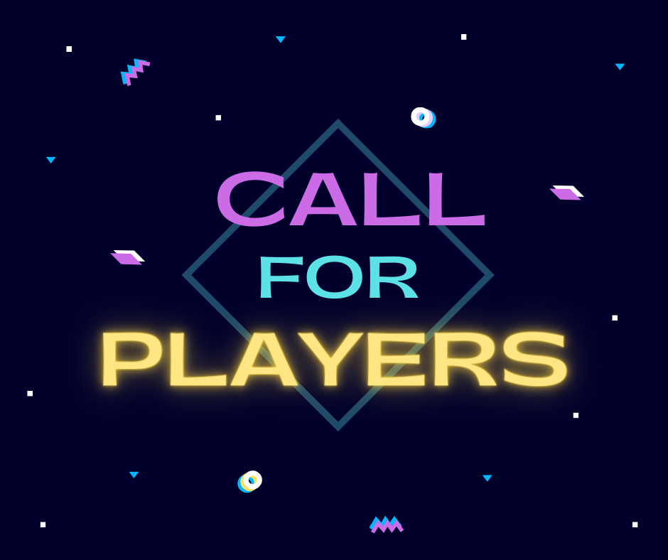 Spacey graphic, call for players.