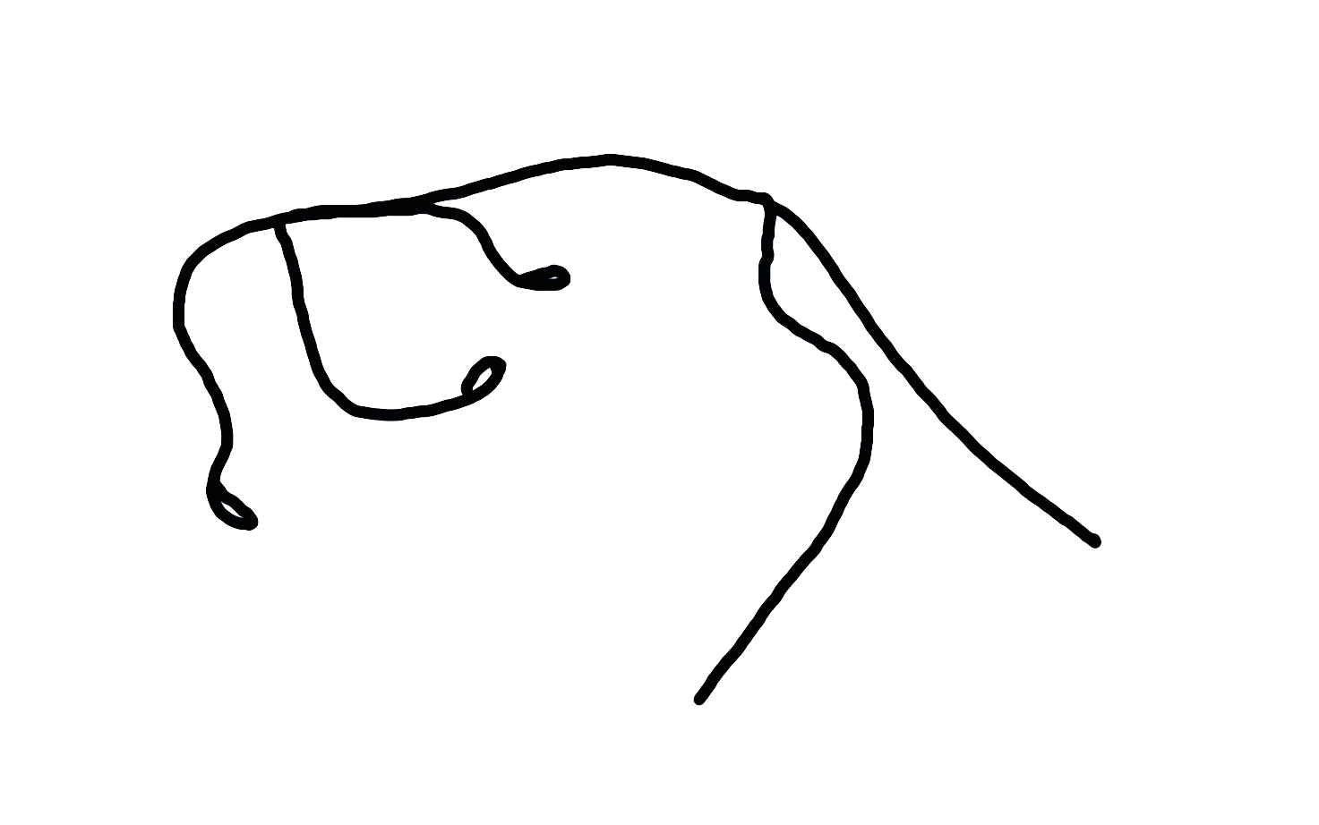 A copy of a drawing showing the route map of a walk.