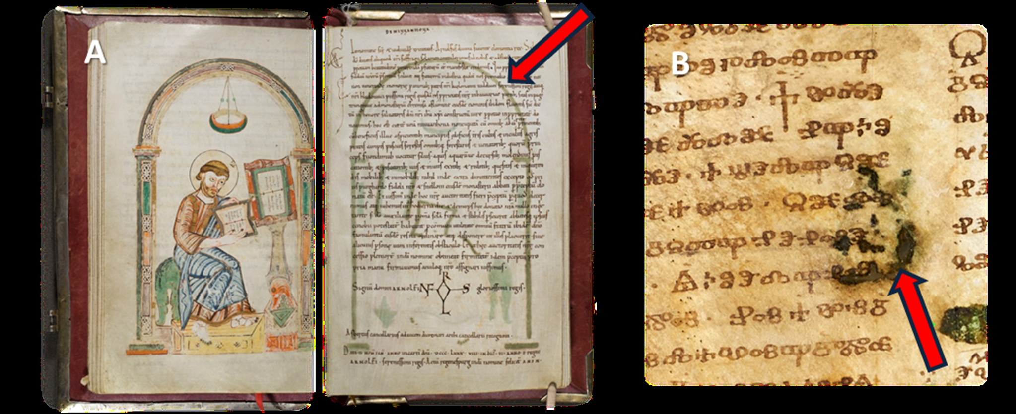 Illustration of two examples of parchment degradation using two codices.