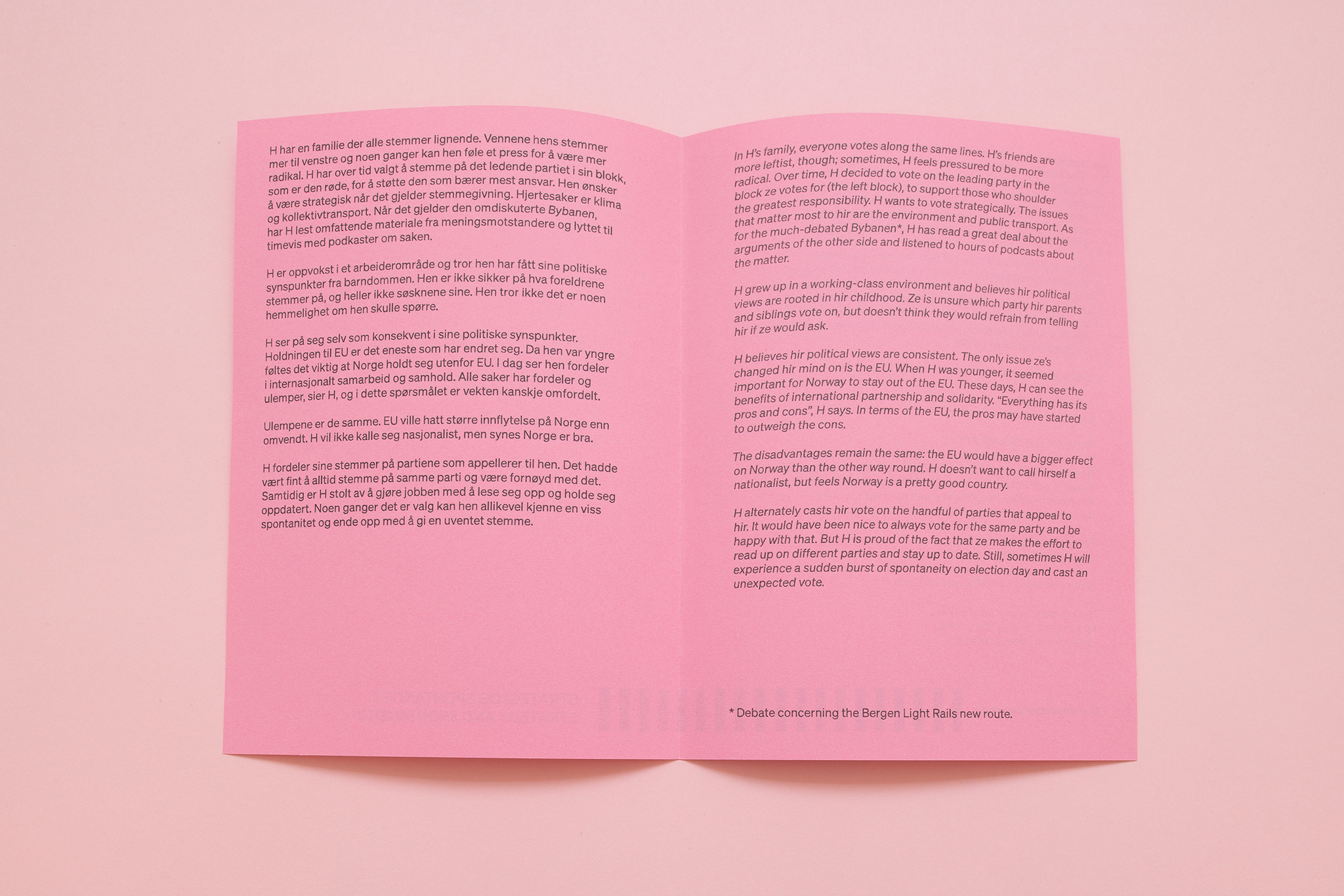 STRATEGI OG SPONTANITET
STRATEGY AND SPONTANEITY
9/10
Political Confessions (publication)
Photo: Bjarte Bjørkum