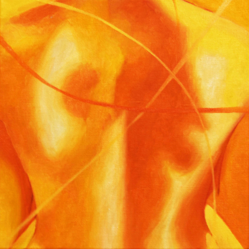 The yellow monochrome; depicts the detail of the body's back. A sign of trust, sitting at the round table, the back is open to this common place and showing vulnerability around the people it has faith in.