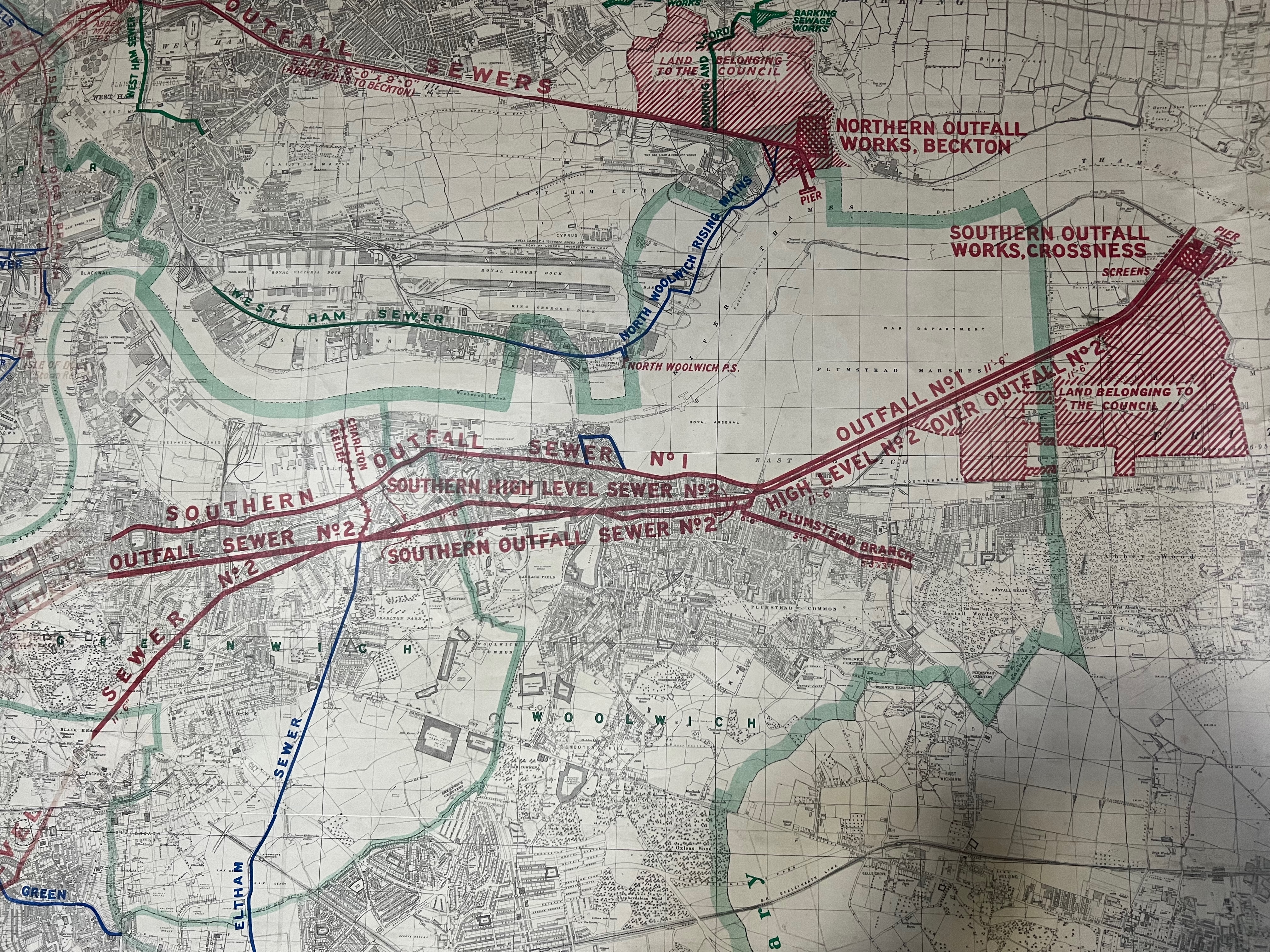 historic map of southern outfall sewer