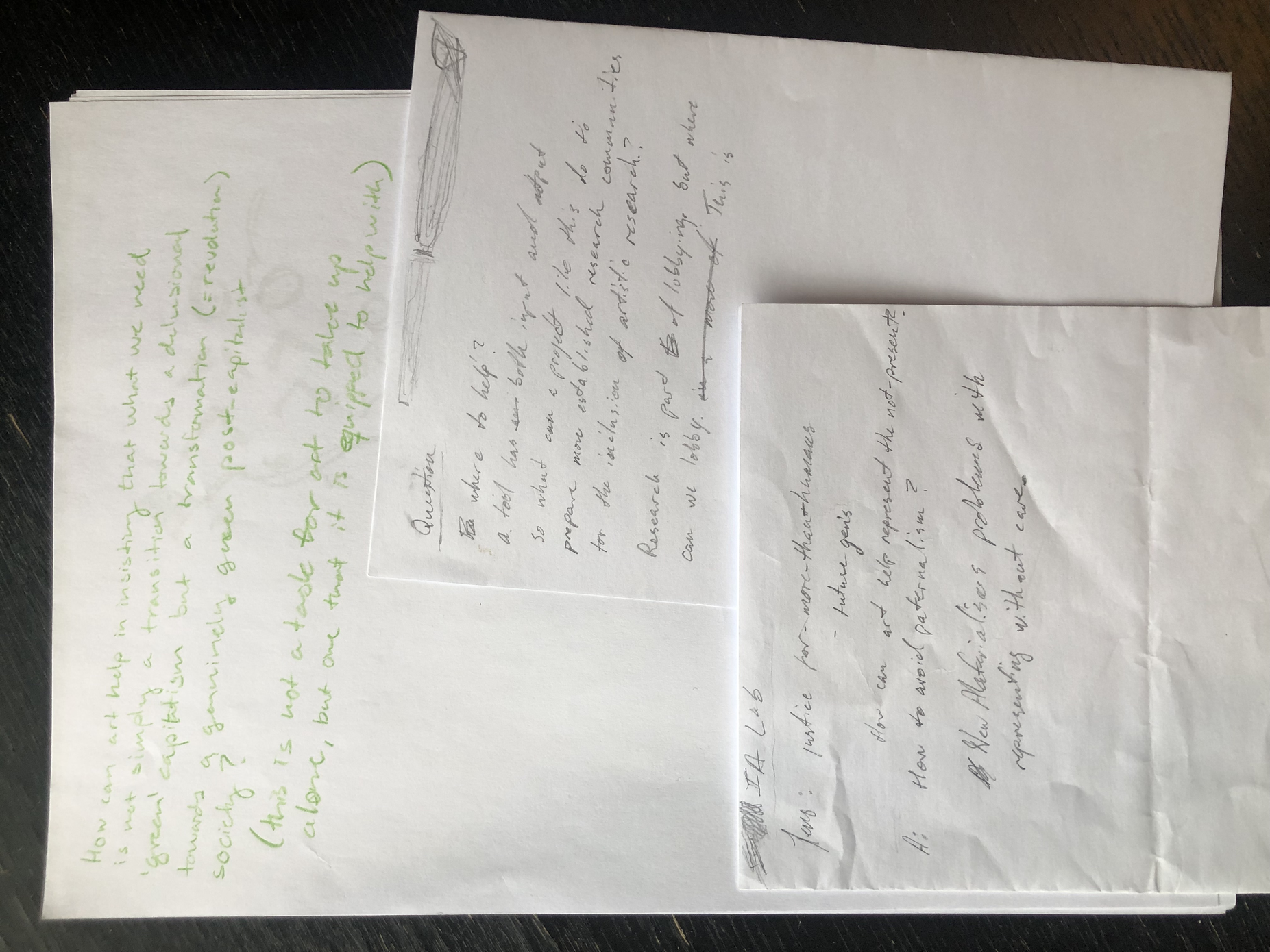 Notes by participants in IA LAB discussion