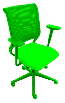 Acid-green tinted office chair.