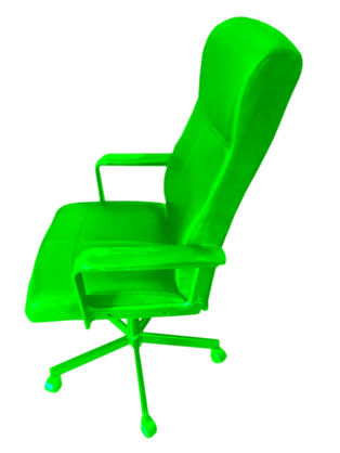 Acid-green tinted office chair.