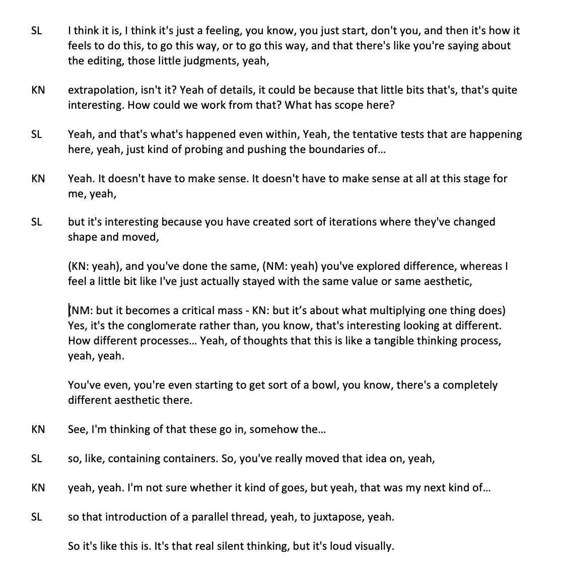 transcript of process