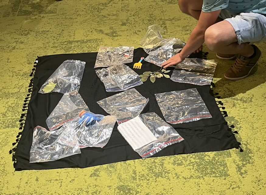 Gevonden en bewaarde voorwerpen verzameld op het doek