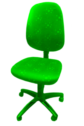 Acid-green tinted office chair.