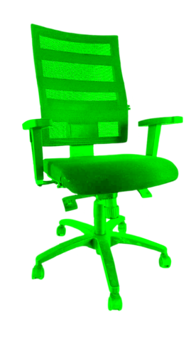 Acid-green tinted office chair.