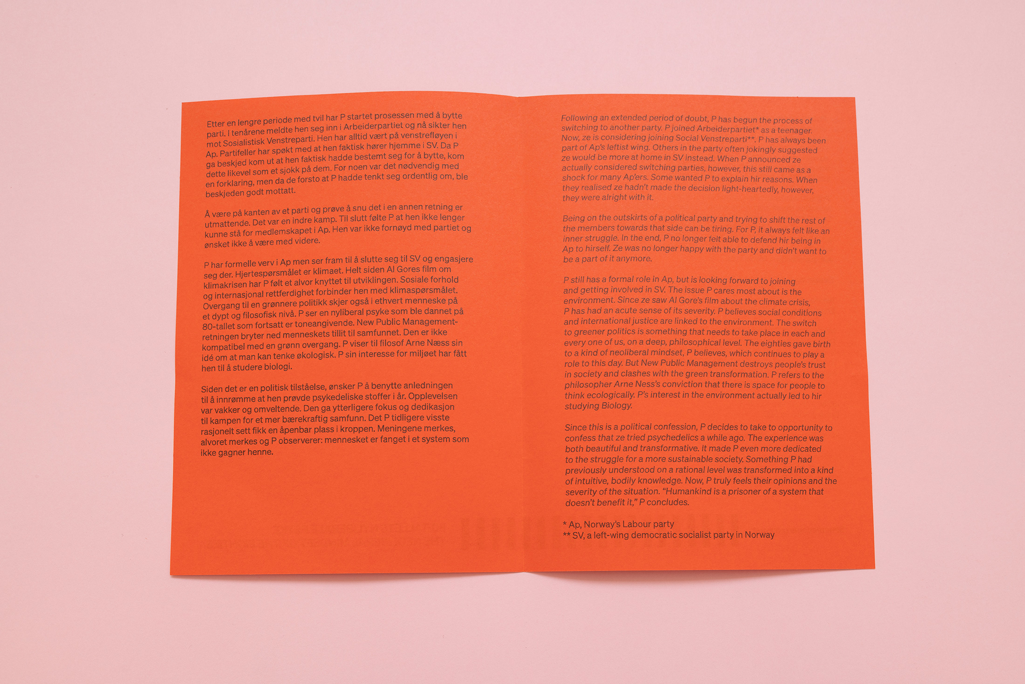 80-TALLETS NYLIBERALE PSYKE
THE NEOLIBERAL MINDSET OF THE EIGHTIES
10/10
Political Confessions (publication)
Photo: Bjarte Bjørkum