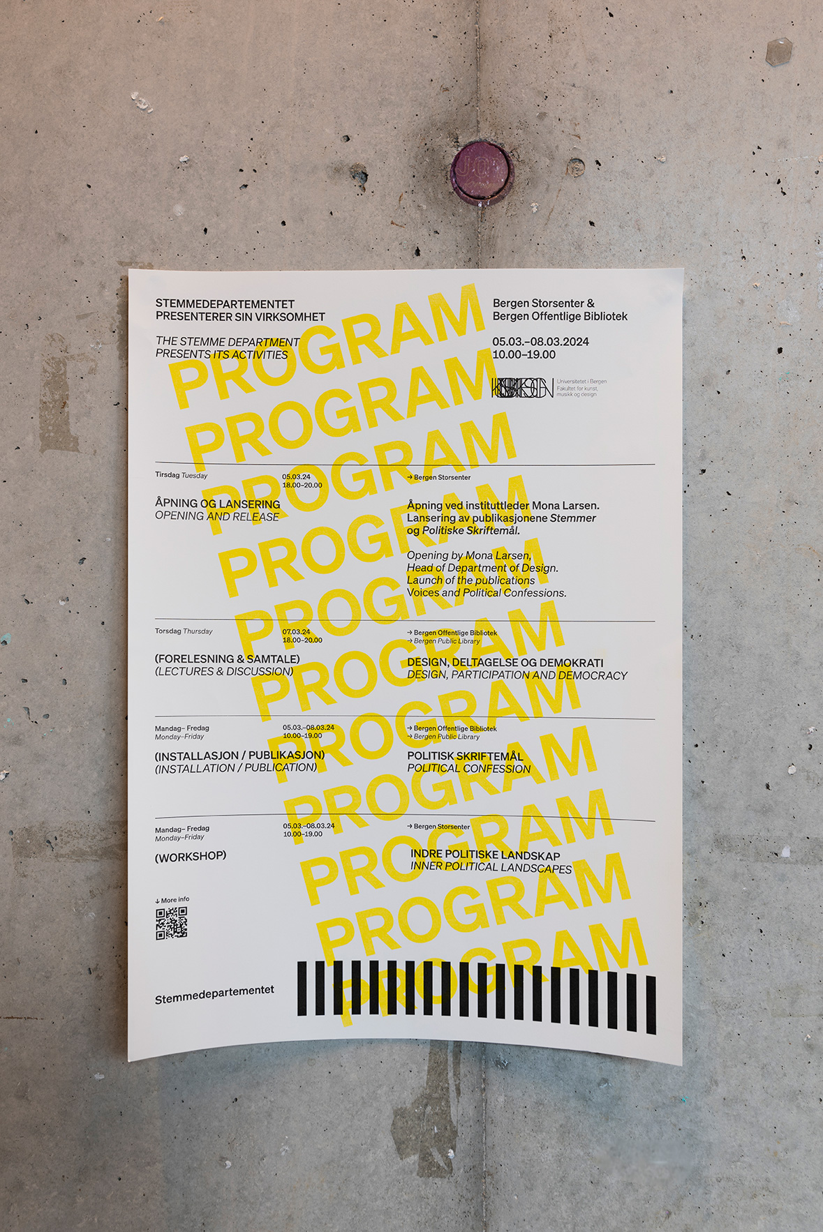Program poster for the exhibition «The Stemme Department presents its activities»
