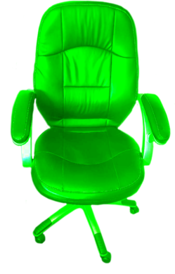 Acid-green tinted office chair.