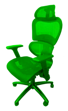 Acid-green tinted office chair.